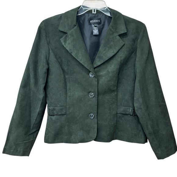 Studio I forest green faux suede blazer, women's 18 - Picture 1 of 8